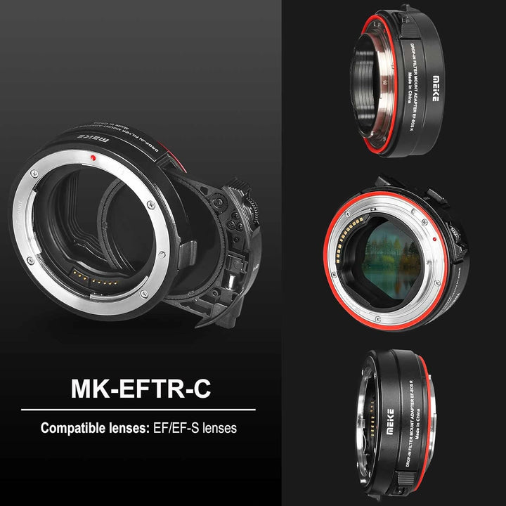 Meike MK-EFTR-C Metal Auto-Focus Mount Lens Adapter with Drop-in Filters for Canon EF/EF-S Lenses to