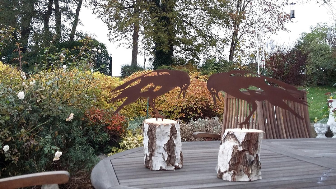 ARTTEC Rabe Vogel (Deko) (2er Set Edelrost) - hochwertige Gartendeko aus Metall - Rost Deko für Gart