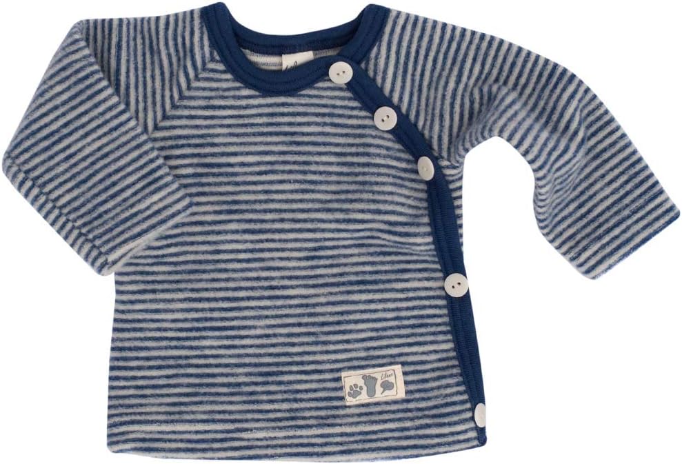 Lilano, Baby Wickel Pullover, 100% Wollfrottee Flausch (kbT) 80 Marine Geringelt, 80 Marine Geringel