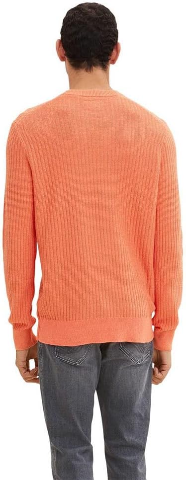 TOM TAILOR Herren Strickpullover S 11834 - Soft Peach Orange, S 11834 - Soft Peach Orange