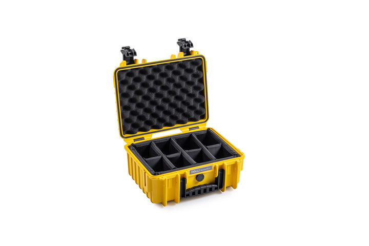 B&W Transportkoffer Outdoor - Typ 3000 - Gelb mit variabler Facheinteilung - wassserdicht nach IP67