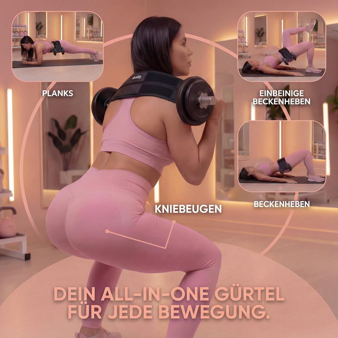 Hüftstoss-Gürtel für Kurzhanteln, Kettlebells und Gewichtsscheiben – Bequemer Trainingsgurt bis 180