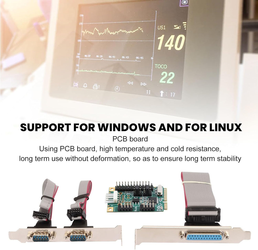 PCIe-Seriell-Parallel-Erweiterungskarte, Parallelport-Combo-Karte PCI-Express-Karte mit 2 Hochgeschw