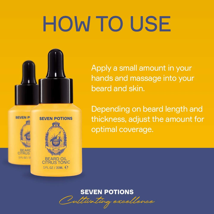 Seven Potions Premium-Bartöl für Männer - Jojobaöl-Bartweichmacher zur Pflege von Haut, Haar und geg