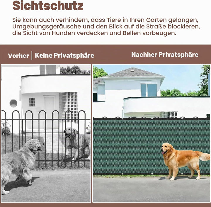 Zaunblende Sichtschutz Grün-Schwarz,1.2x6m, Sichtschutzzaun 90% HDPE-Schattennetz für den Aussenbere