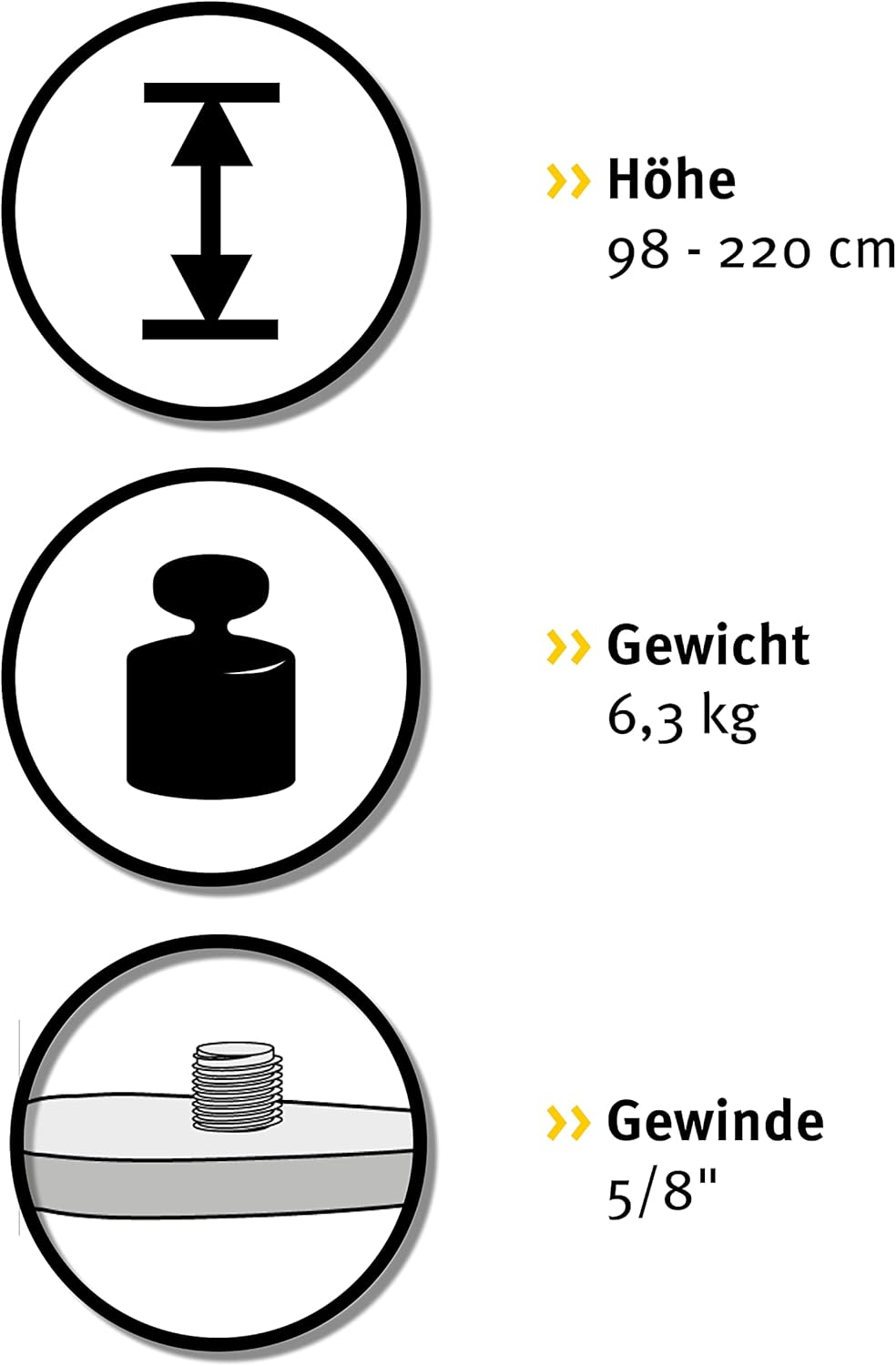 STABILA Kurbelsäulen-Baustativ BST-K-L, für Laser und Nivelliergeräte, Höhe: 98–220 cm, 5/8"-Gewinde