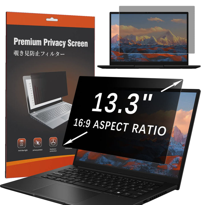 HaruYo Laptop Blickschutzfilter 13.3 Zoll 16:9, Notebook Privacy Filter, Anti-Spy Blickschutzfolie A