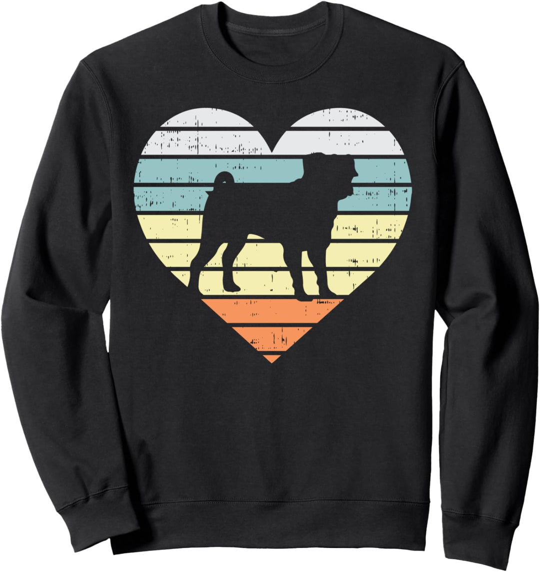 Pug Heart Sunset Retro Animal Pet Dog Lover Owner Women Gift Sweatshirt