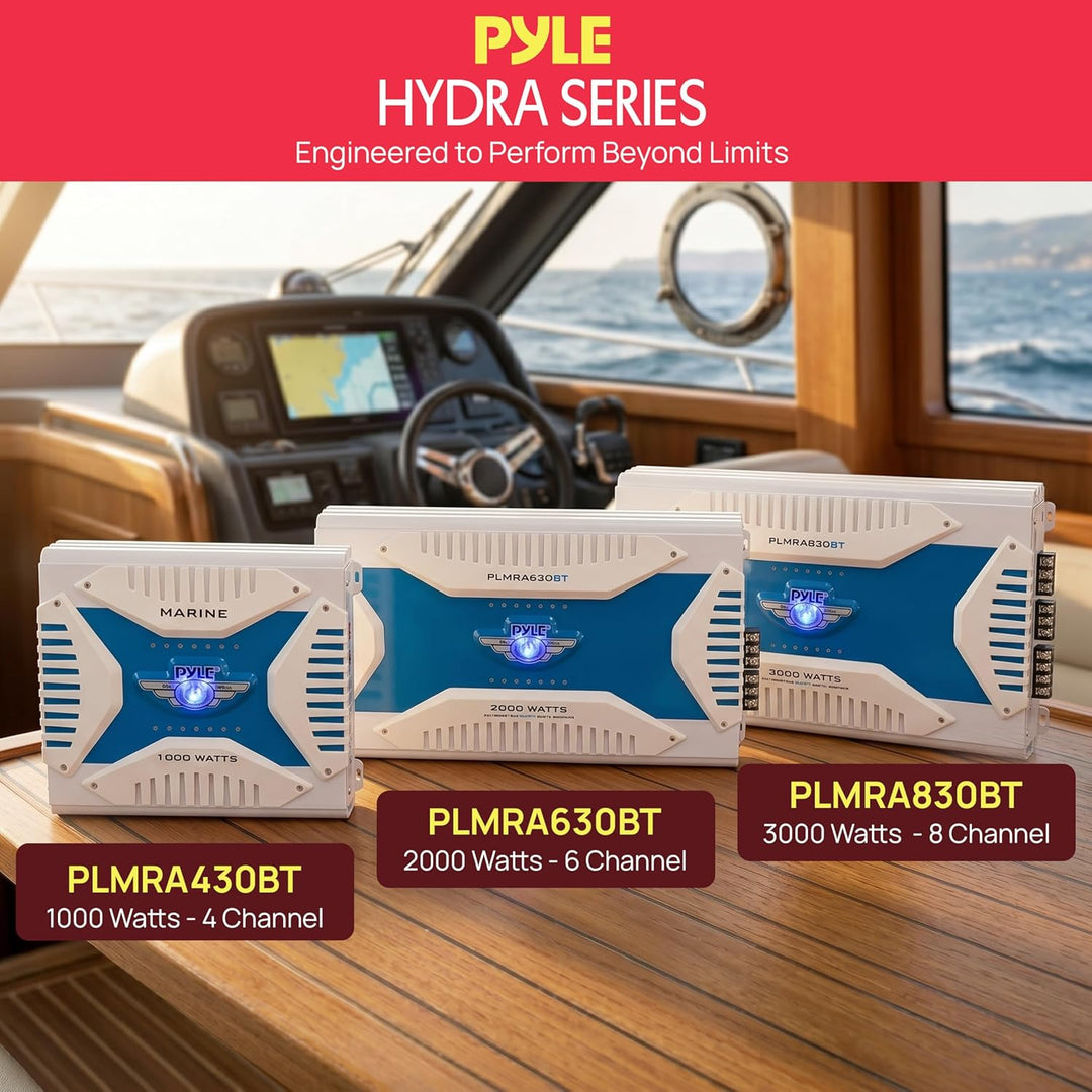 Pyle PLMRA430BT 2.1 Bluetooth-Marine-Verstärker-Empfänger - Wasserdichter, drahtloser 4-Kanal-Überbr