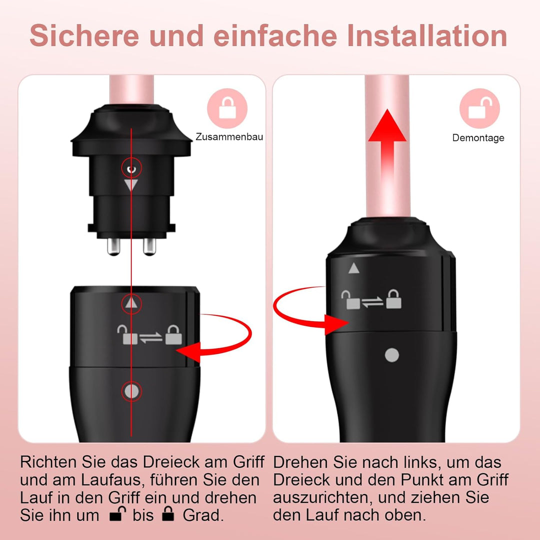 Lockenstab 3 in 1, Lockenstäbe mit 3 Austauschbaren Keramik 12-32mm, 13 Temperaturstufen, Schnelles