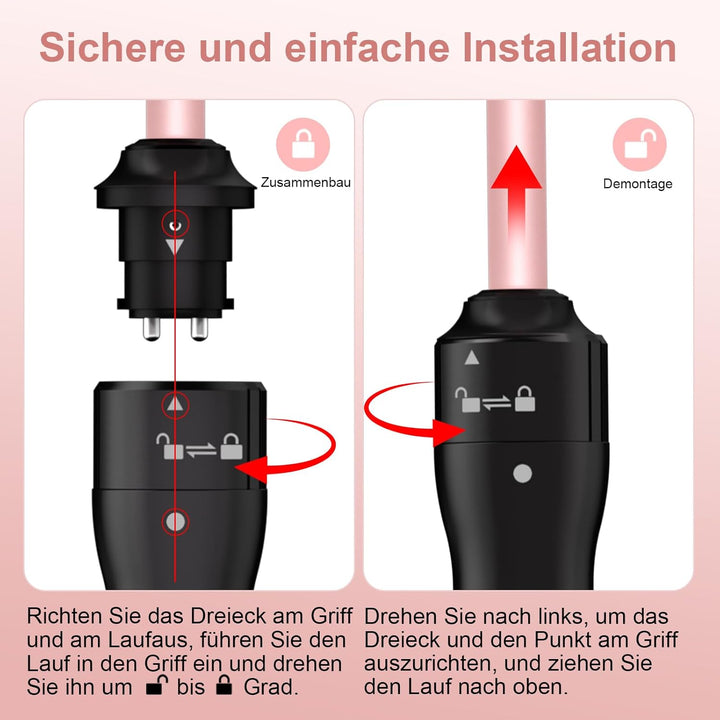 Lockenstab 3 in 1, Lockenstäbe mit 3 Austauschbaren Keramik 12-32mm, 13 Temperaturstufen, Schnelles