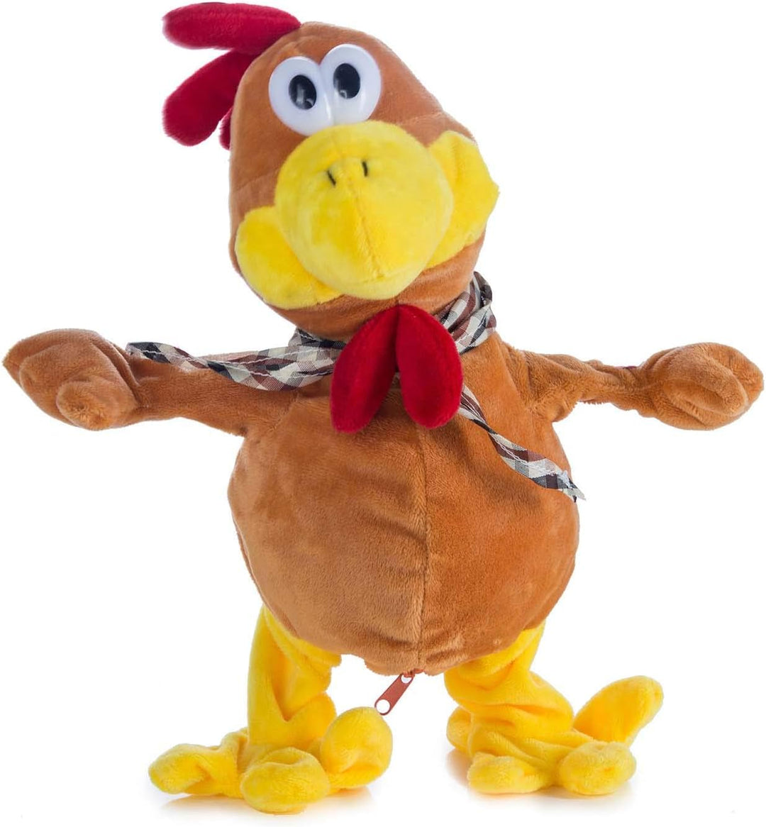 Goods & Gadgets Tanzender Gockel mit Melodie Plüschtier Hahn Singendes Stofftier Huhn - Spielt Melod