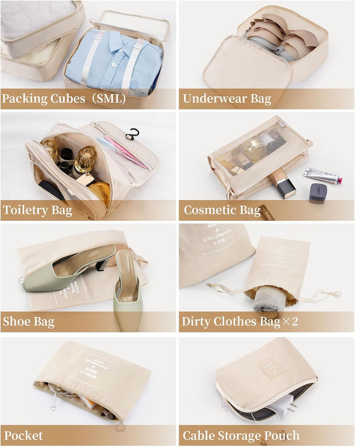 Anjing koffer Organizer 11-teilig, Packing Cubes, leichte Reisegepäck-Organizer, platzsparend, wasse