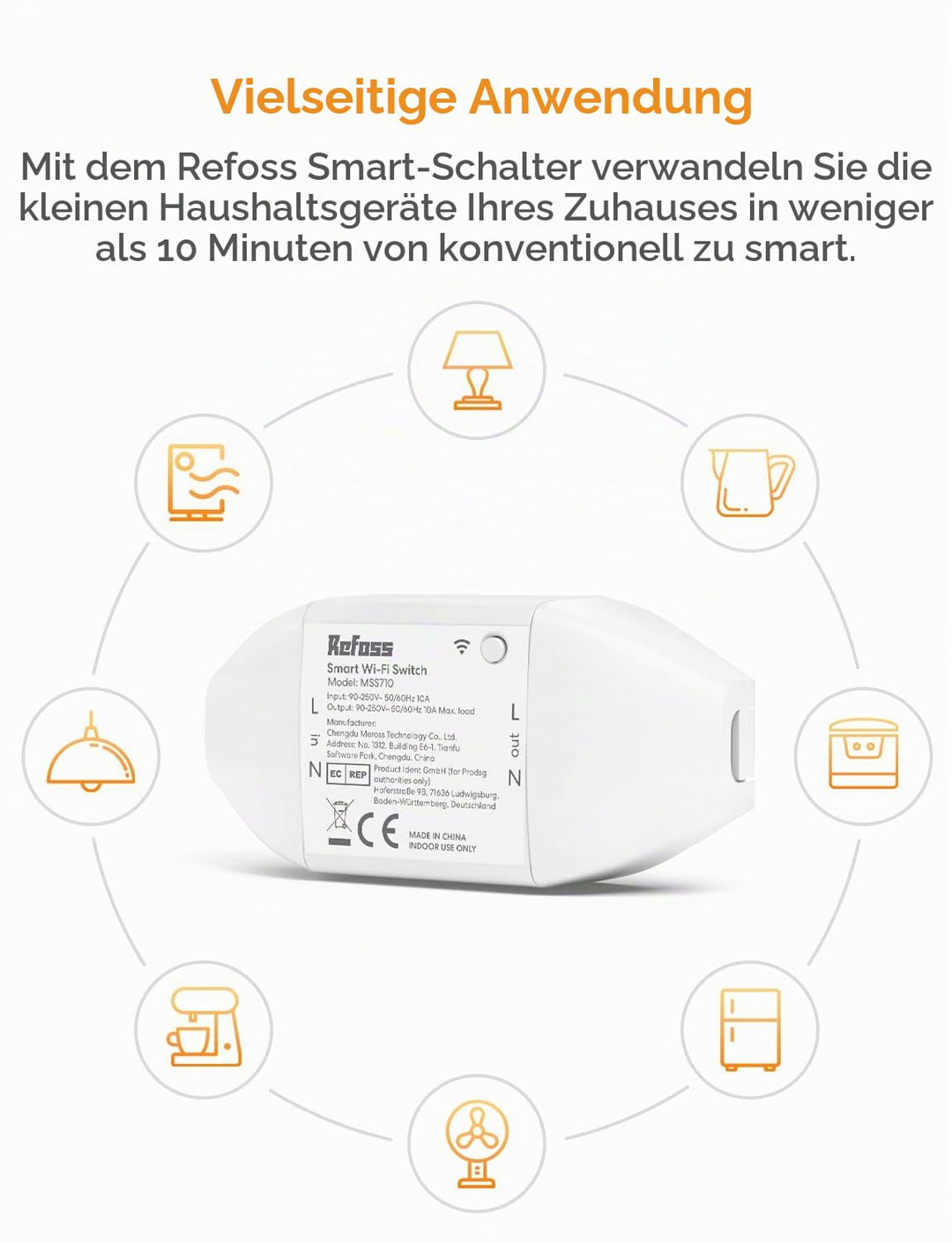 Refoss WLAN Schalter funktioniert mit Apple HomeKit, Universal Smart Schalter für Siri, Alexa, Googl