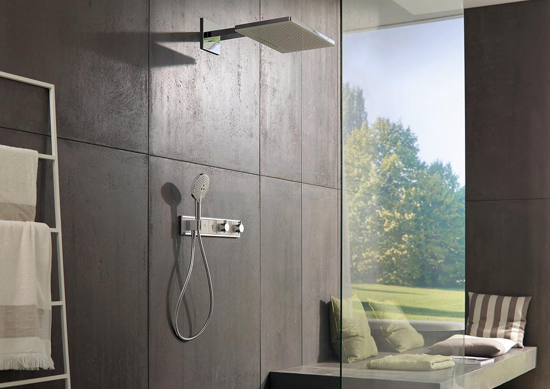 hansgrohe Rainmaker Select 460 Duschkopf, Kopfbrause mit 3 Strahlarten, Weiss/Chrom Wandanschluss 3