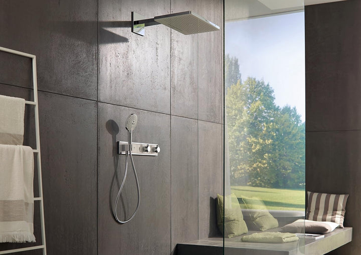 hansgrohe Rainmaker Select 460 Duschkopf, Kopfbrause mit 3 Strahlarten, Weiss/Chrom Wandanschluss 3