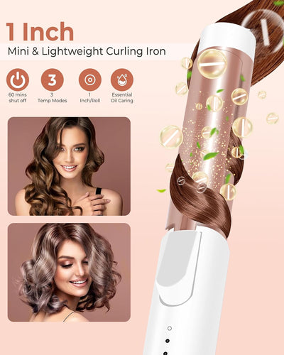 Lockenstab Kurze Haare, Mini Lockenstab 25mm, Reise Lockenstab mit Aufbewahrungstasche, mini lockens