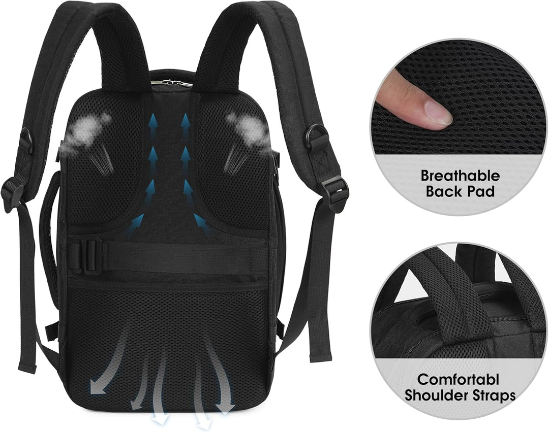 WANDF Handgepäck Rucksack 40x20x25cm für Ryanair Airlines, Untersitz-Reise-Handgepäck-Tasche mit Nas