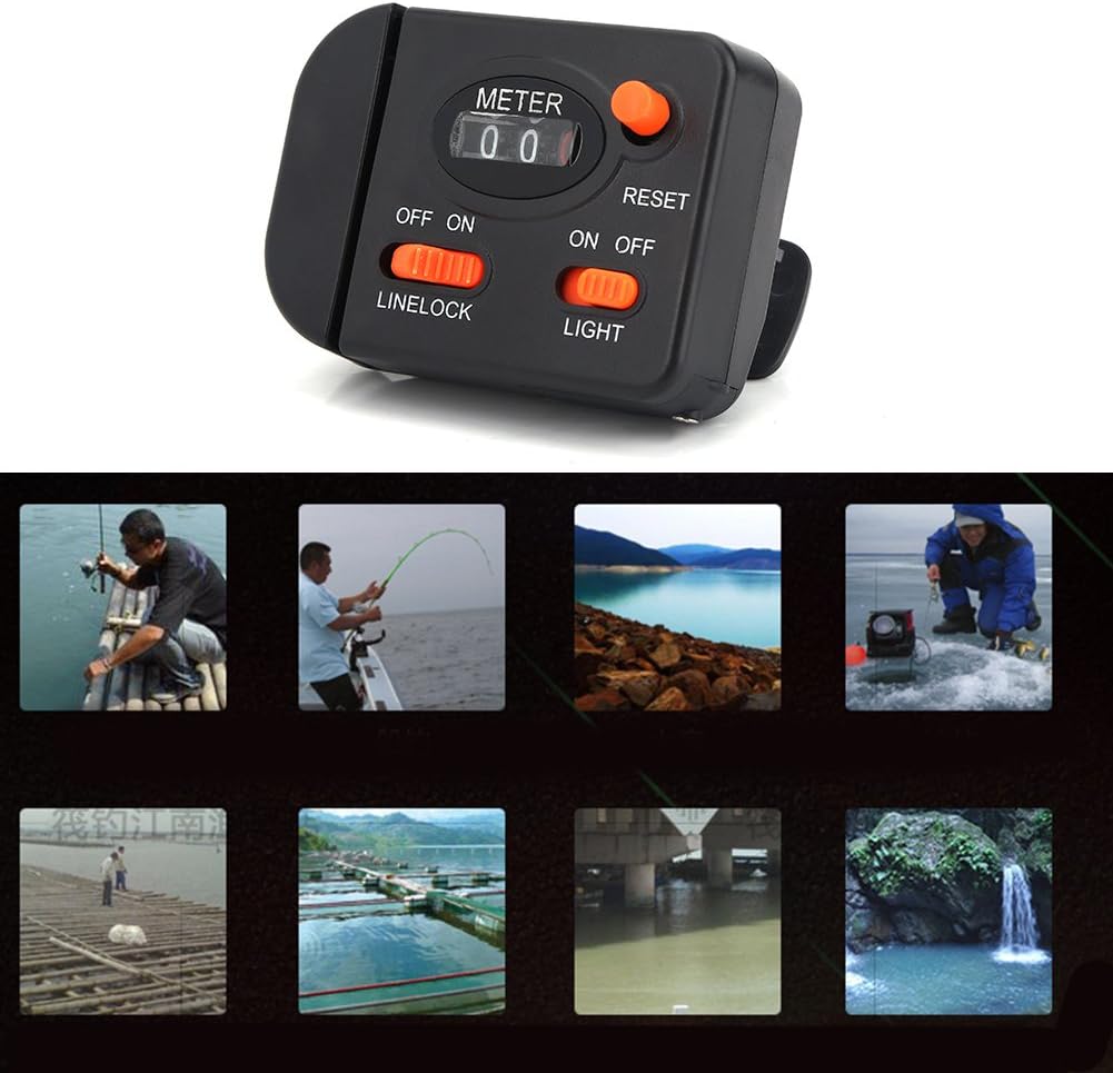 VGEBY Angelschnurzähler, Clip-On Digital Angelschnurfinder Mechanischer Zähler Angelzubehör Schnurzä