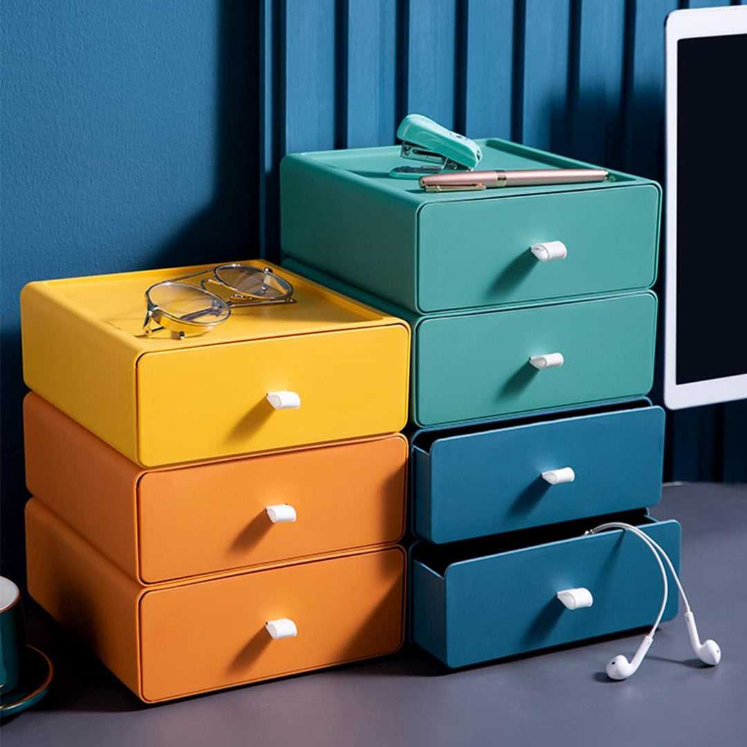 4PCS Stapelbare Schubladenboxen, Aufbewahrungsbox mit Schubladen, Kosmetik Organizer Schubladenbox,