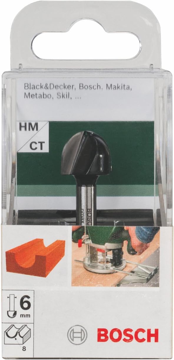 Bosch 2609256664 DIY Hohlkehlfräser zweischneidig, HartMetall, 16 mm°, 8 mm, 6 mm (1), 16 mm