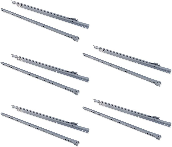 Emuca - Schubladenführungen mit Rollen und Teilauszug, Aluminium lackiert, 800 mm, 5 Stück L 800mm G