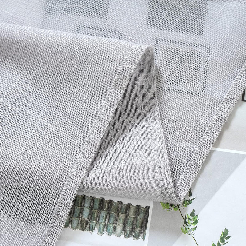 MIULEE 2er Set Voile Vorhang Sheer Leinenvorhang mit Ösen Transparente Leinen Optik Gardine Ösenscha