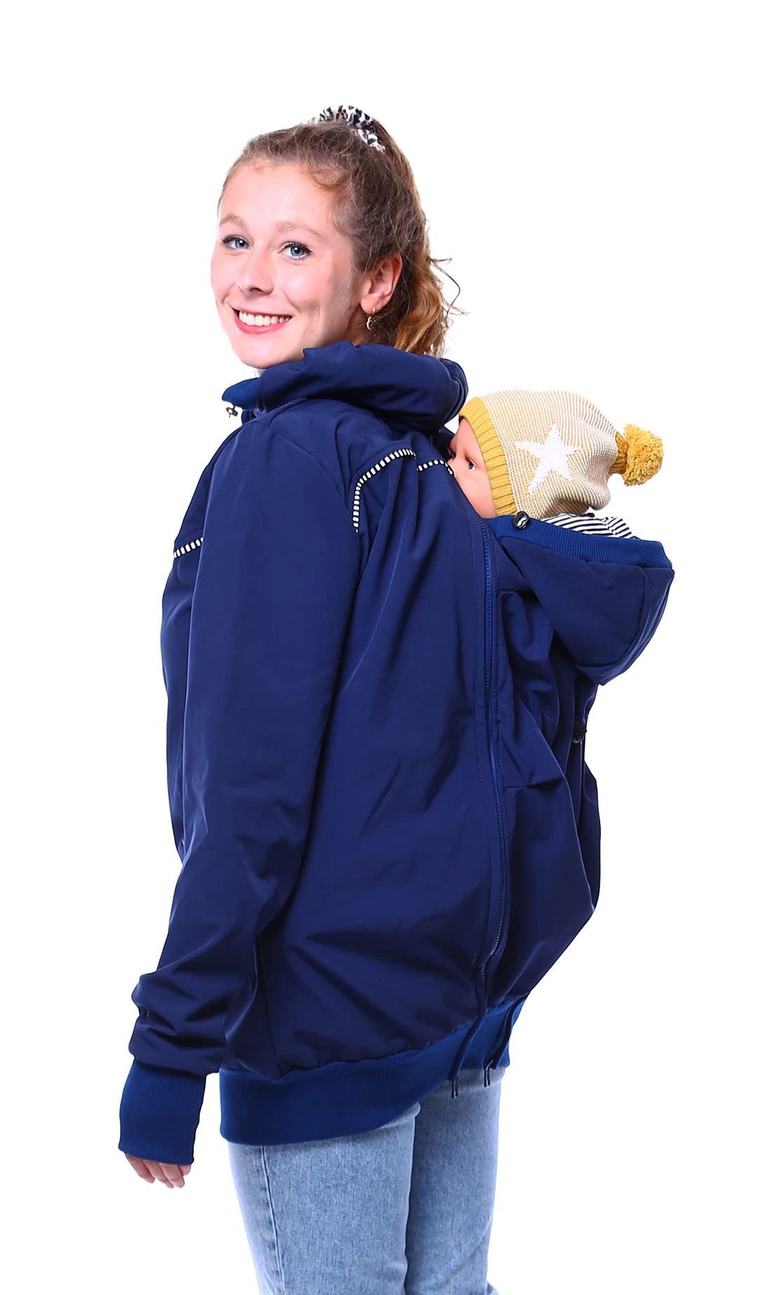 Viva la Mama 4in1 Tragejacke für Tragen auf dem Rücken oder der Brust, Softshell, Umstandsjacke + Kä