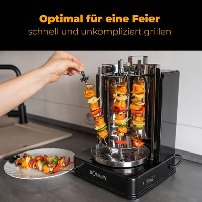 Bomann Döner-Multigrill DVG 3006, elektrischer Dönergrill für Zuhause, Drehspiess-/Tischgrill, für D