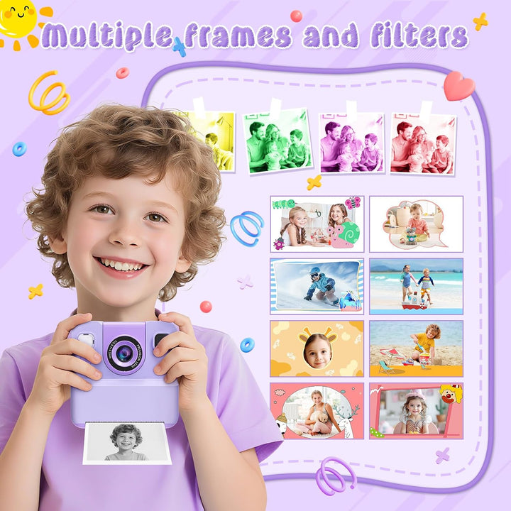 Sofortbildkamera Kinder Kamera,Spielzeug ab 3-6 Jahren 2.4" HD Bildschirm Kinderkamera mit 32 GB Ges