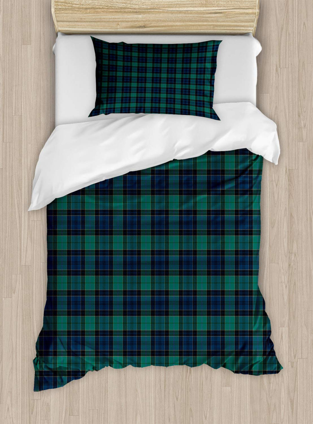 ABAKUHAUS Schottenkaro Bettbezugs Set für Einzelbetten, Scottish Folklore-Muster, Milbensicher Aller