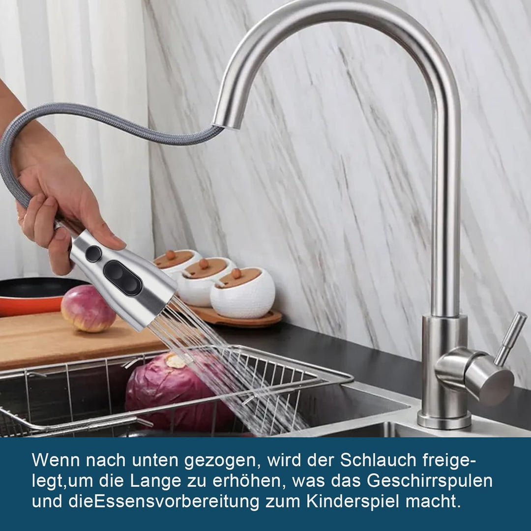 SURFOU Wasserhahn Küche Ausziehbar Schlauch, Küchenarmatur mit Brause Hochdruck, Spültischarmatur Wa