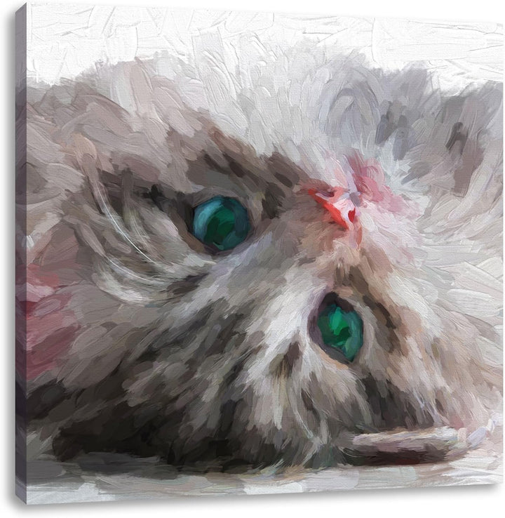 Pixxprint Süsses Katzenbaby als Leinwandbild/Grösse: 70x70 cm/Wandbild/Kunstdruck/fertig bespannt, 7