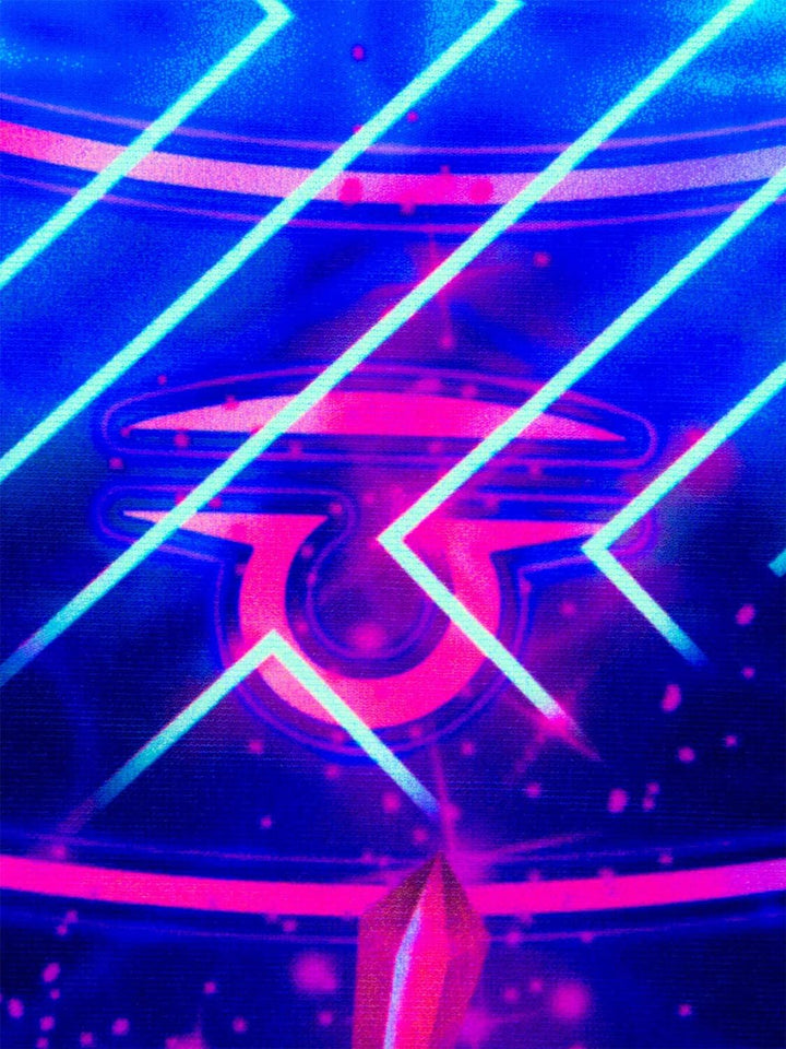 PSYWORK Schwarzlicht Stoffposter Neon | Zodiac Signs Lines | 0,75 x 0,75m | UV-aktiv | fluoreszieren