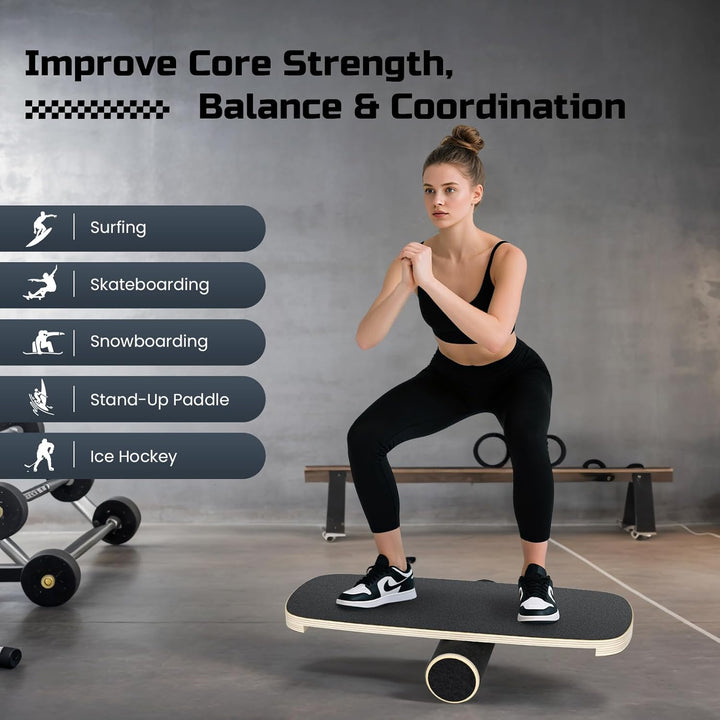 Holz Balance Board für Erwachsene, Wobble Board Balance Trainer, Board für Übung, Vielseitiges Balan