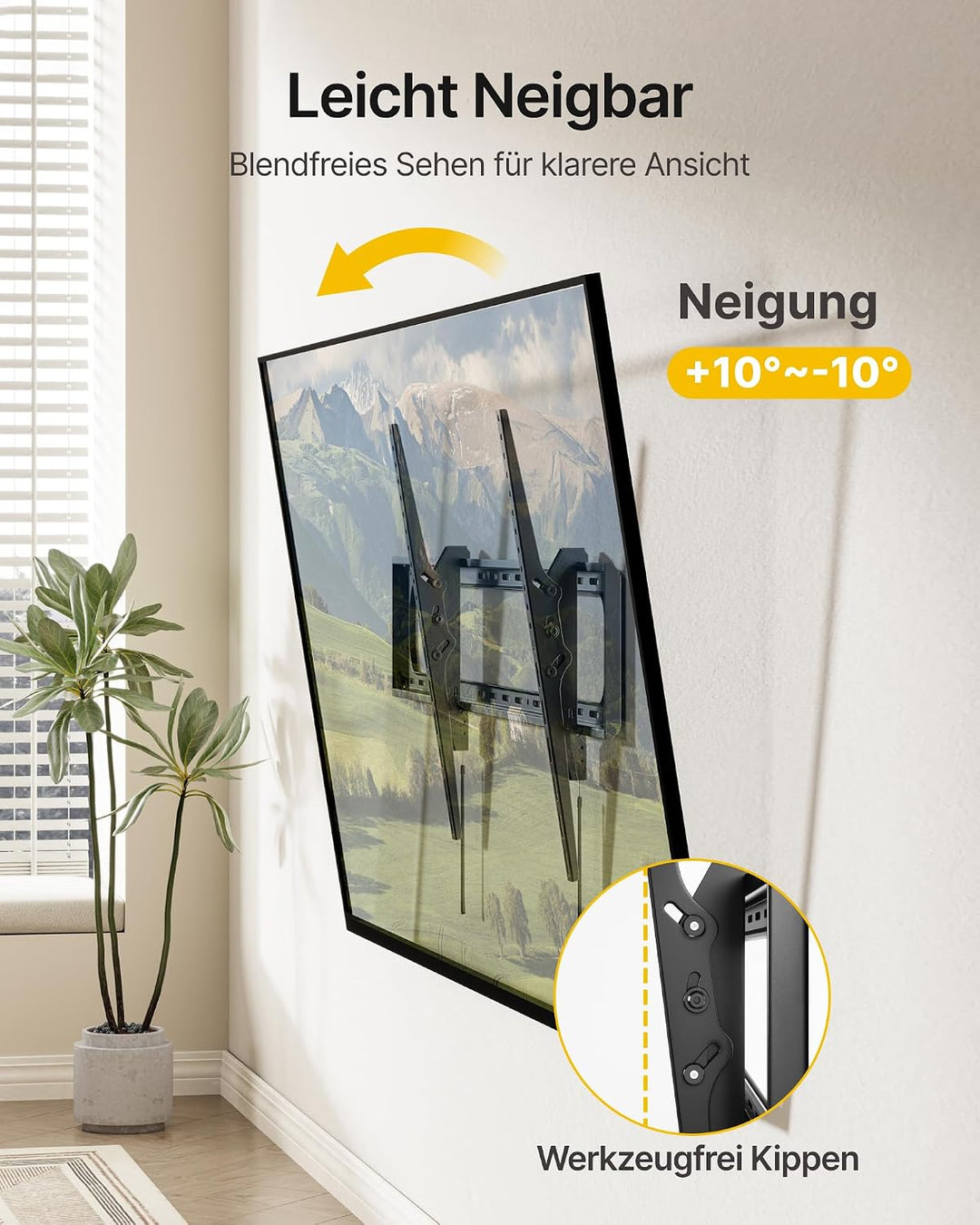 monTEK TV Wandhalterung Neigbar für 60-120 Zoll Fernseher bis zu 136 kg, Universal TV Halterung VESA