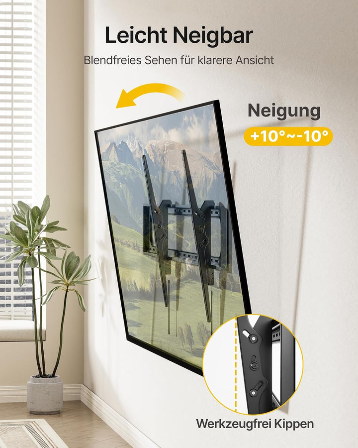 monTEK TV Wandhalterung Neigbar für 60-120 Zoll Fernseher bis zu 136 kg, Universal TV Halterung VESA