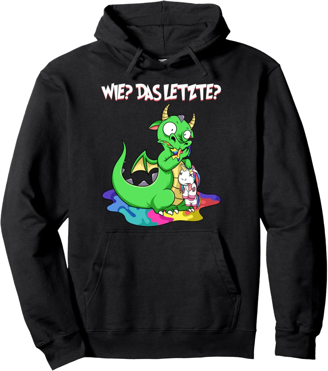 Drache frisst Einhorn lustiges Fabelwesen Einhörner Drachen Pullover Hoodie