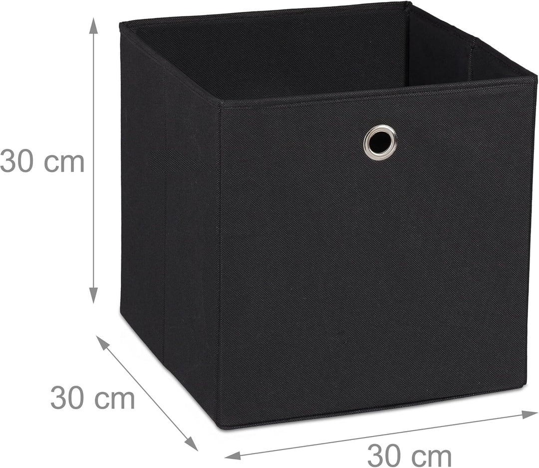 Relaxdays Aufbewahrungsbox 4er Set, Faltbare Regalboxen, HBT 30 x 30 x 30 cm, Grifflöcher, Faltboxen
