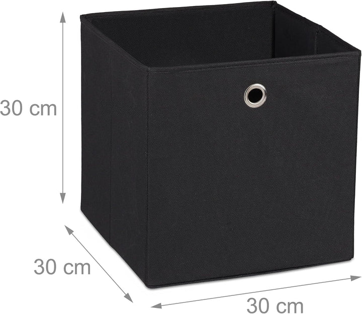 Relaxdays Aufbewahrungsbox 4er Set, Faltbare Regalboxen, HBT 30 x 30 x 30 cm, Grifflöcher, Faltboxen