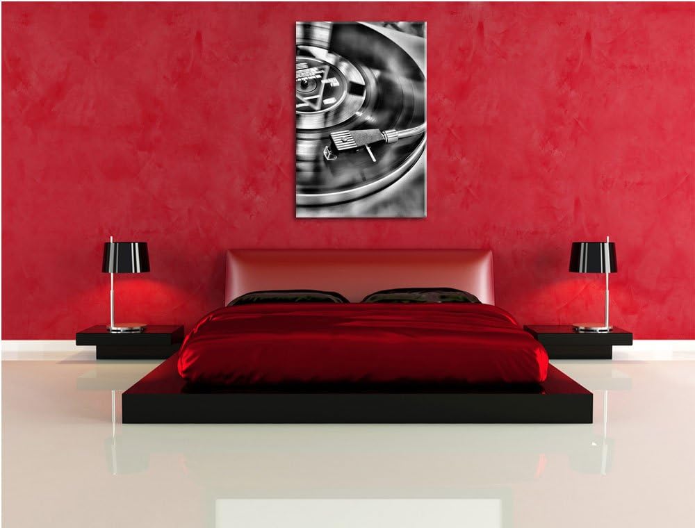 Monocrome, Schallplatte, Format: 100x70 auf Leinwand, XXL riesige Bilder fertig gerahmt mit Keilrahm
