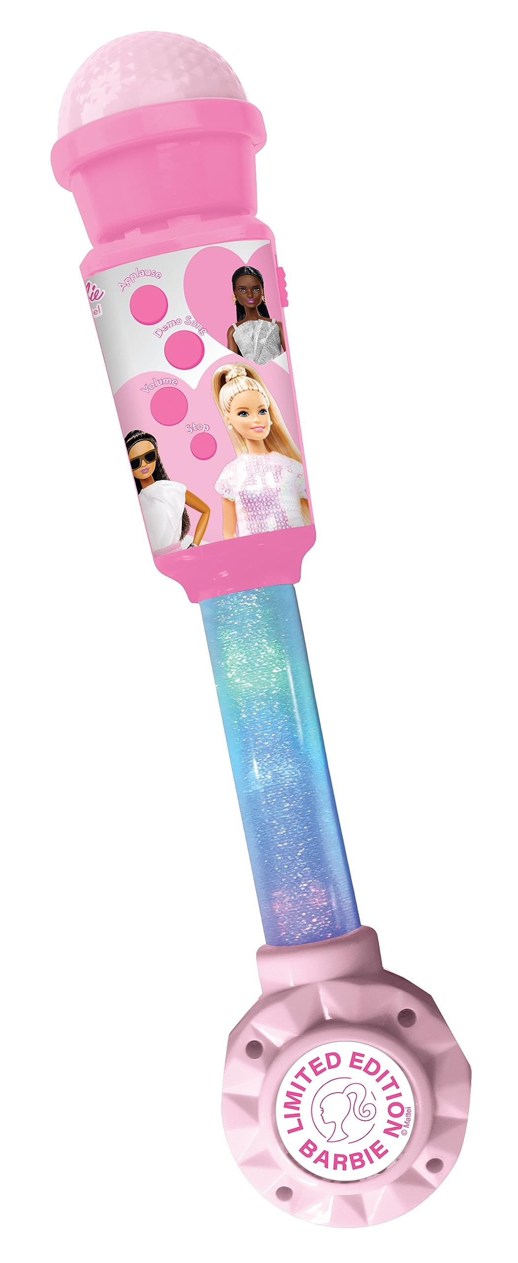 Lexibook, Barbie-Leuchtmikrofon für Kinder, Musikspielzeug, eingebauter Lautsprecher, Leuchteffekte,