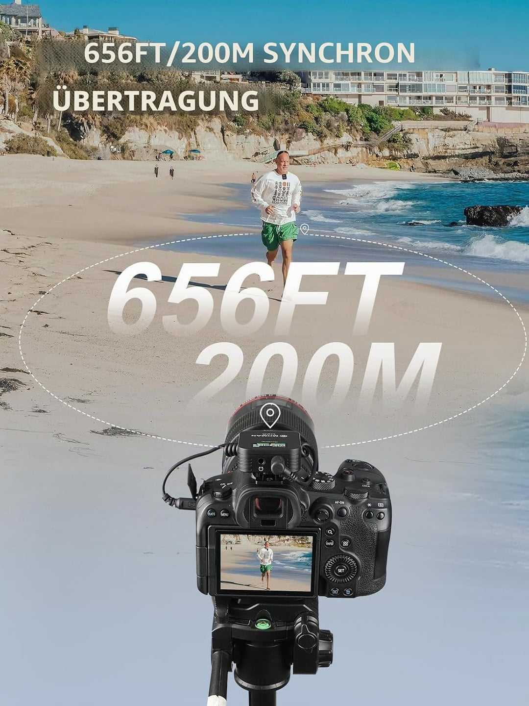 Moman Kabelloses Lavalier Mikrofon, C2 2.4G kabelloses Ansteckmikrofon 70m 8H für Online Klasse Vlog