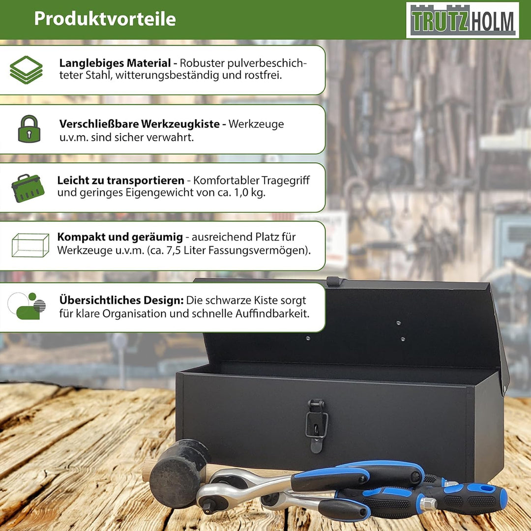 TRUTZHOLM Werkzeugkiste verschiedene Fachanzahl aus Stahl, klappbare Tragegriffe, universell einsetz