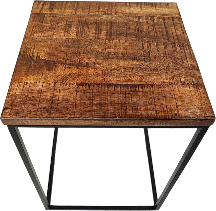 DARO DEKO Mango Holz Beistelltisch eckig - 38 x 53 cm - Couchtisch quadratisch, 38 x 53 cm