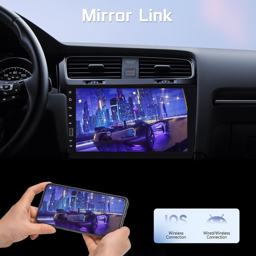Rimoody Autoradio 1 DIN mit Wireless CarPlay & Android Auto, 9 Zoll Touchscreen, Mirror Link, DVR, L