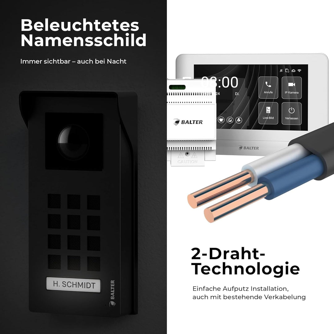 Entri Video Türsprechanlage, Aufputz Türklingel mit Kamera, Smartphone App, 1 Familienhaus, Video Tü