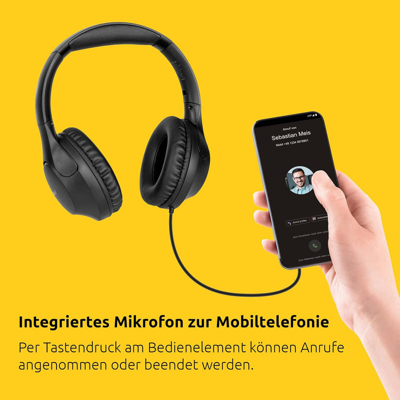 TechniSat STEREOMAN 3 – kompakter Hi-Fi-Kabelkopfhörer (gepolsterte Ohrmuscheln aus PU-Leder, Over-E