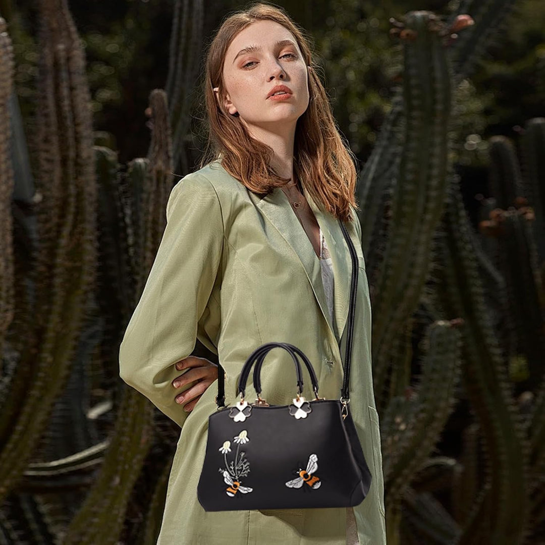 NICOLE&DORIS Handtaschen Damen Mode Schultertasche Geldbörse Retro Umhängetasche Frau Tote Stickerei