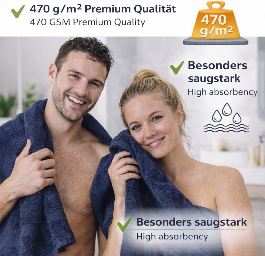 Betz 4-TLG. Handtuch-Set Premium 100% Baumwolle 2 Duschtücher 2 Handtücher Farbe dunkelblau, Dunkelb